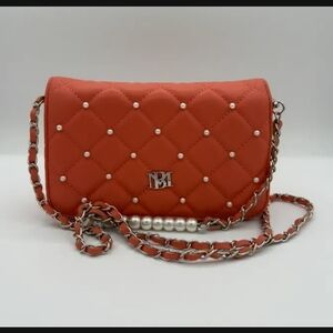 NWT Badgley Mischka Coral Quilted Crossbody Bag
